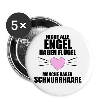 KATZEN - KATZE - NICHT ALLE ENGEL HABEN FLÜGEL... - Buttons groß 56 mm (5er Pack) - Weiß - Vorne