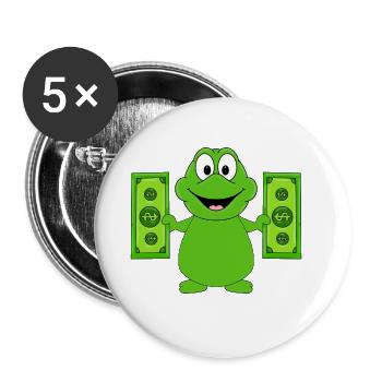 FROSCH - KRÖTE - KRÖTEN - GELD - MONEY - TIERISCH - Buttons groß 56 mm (5er Pack) - Weiß - Vorne