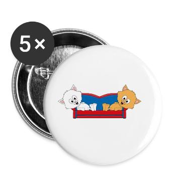 KATZEN - SOFA - CHILLEN - RELAXEN - KATZE - LIEBE - Buttons groß 56 mm (5er Pack) - Weiß - Vorne