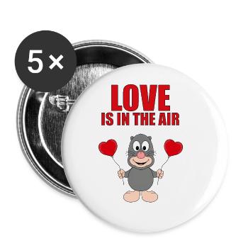 MAULWURF - LUFTBALLONS - LOVE IS IN THE AIR - Buttons groß 56 mm (5er Pack) - Weiß - Vorne