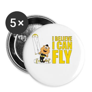 I BELIEVE I CAN FLY - KITE - KITESURFER - SPORT - Buttons groß 56 mm (5er Pack) - Weiß - Vorne