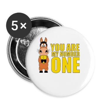 PFERD - POKAL - LIEBE - YOU ARE MY NUMBER ONE - Buttons groß 56 mm (5er Pack) - Weiß - Vorne