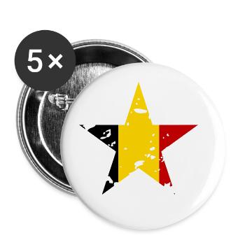 Flag Belgium Star - Buttons large 2.2''/56 mm (5-pack) - white - Front