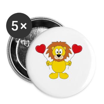 LÖWE - LIEBE - LOVE - TIERISCH - VERLIEBT - Buttons groß 56 mm (5er Pack) - Weiß - Vorne