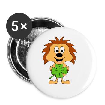 KLEEBLATT - GLÜCKSBRINGER - IGEL - TIER - Buttons groß 56 mm (5er Pack) - Weiß - Vorne