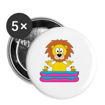 LÖWE - POOL - PLANSCHBECKEN - SHAKA - Buttons groß 56 mm (5er Pack) - Weiß - Vorne