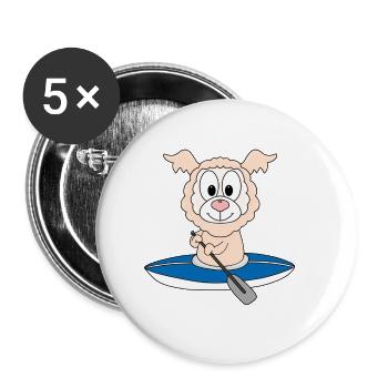 KJAK - KANU - LAMA - ALPAKA - WASSERSPORT - Buttons groß 56 mm (5er Pack) - Weiß - Vorne