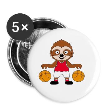 FAULTIER - BASKETBALL - SPORT - TIER - BABY - Buttons groß 56 mm (5er Pack) - Weiß - Vorne