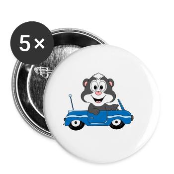 STINKTIER - AUTO - TIER - KIND - BABY - Buttons groß 56 mm (5er Pack) - Weiß - Vorne