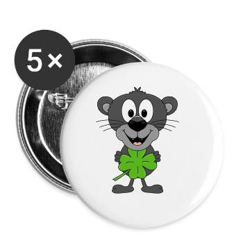 PANTHER - KLEEBLATT - TIER - KIND - BABY - Buttons groß 56 mm (5er Pack) - Weiß - Vorne