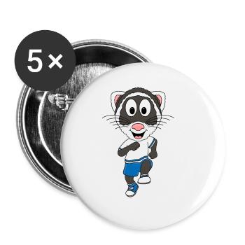 FRETTCHEN - LAUFEN - JOGGEN - MARATHON - SPORT - Buttons groß 56 mm (5er Pack) - Weiß - Vorne
