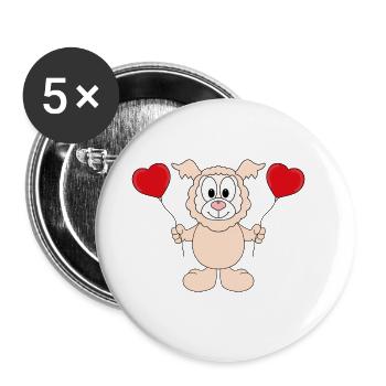 LAMA - ALPAKA - LIEBE - LOVE - KIND - BABY - Buttons groß 56 mm (5er Pack) - Weiß - Vorne
