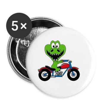 KROKODIL - MOTORRAD - BIKER - MOTORSPORT - TIER - Buttons groß 56 mm (5er Pack) - Weiß - Vorne