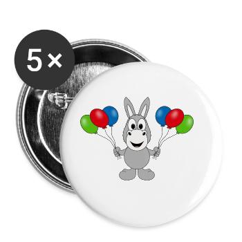 ESEL - LUFTBALLONS - TIER - KIND - BABY - Buttons groß 56 mm (5er Pack) - Weiß - Vorne