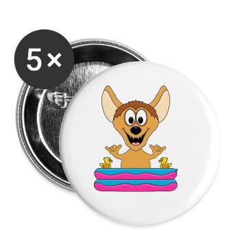 HYÄNE - POOL - PLANSCHBECKEN - TIERISCH - SHAKA - Buttons groß 56 mm (5er Pack) - Weiß - Vorne