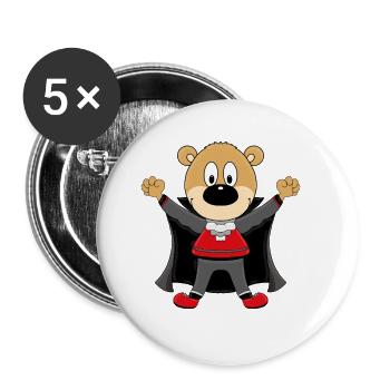 TEDDY - BÄR - TEDDYBÄR - HALLOWEEN - VAMPIR - Buttons groß 56 mm (5er Pack) - Weiß - Vorne