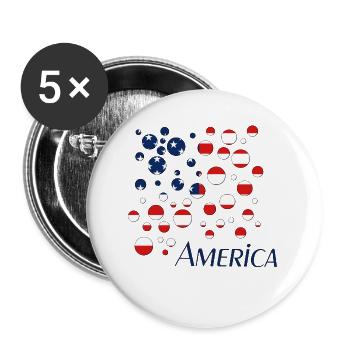 America USA - Buttons groß 56 mm (5er Pack) - Weiß - Vorne
