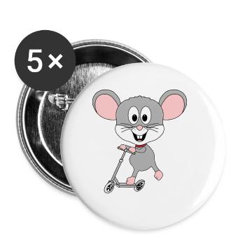 ROLLER - MAUS - KIND - BABY - TIER - TIERISCH - Buttons groß 56 mm (5er Pack) - Weiß - Vorne