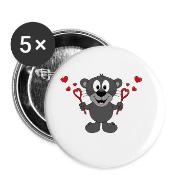 SEIFENBLASEN - LIEBE - PANTHER - TIERISCH - BABY - Buttons groß 56 mm (5er Pack) - Weiß - Vorne