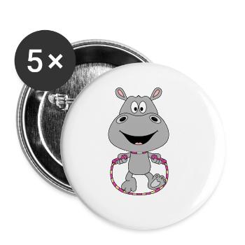 SEILSPRINGEN - SPRINGSEIL - NILPFERD - BABY - Buttons groß 56 mm (5er Pack) - Weiß - Vorne
