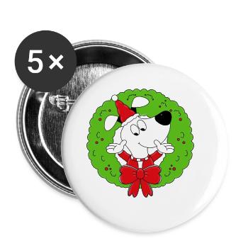 HUND - WEIHNACHTEN - TIER - KIND - BABY - Buttons groß 56 mm (5er Pack) - Weiß - Vorne