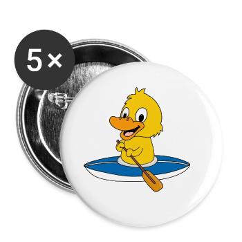 ENTE - KÜKEN - KAJAK - KANU - TIER - KIND - BABY - Buttons groß 56 mm (5er Pack) - Weiß - Vorne