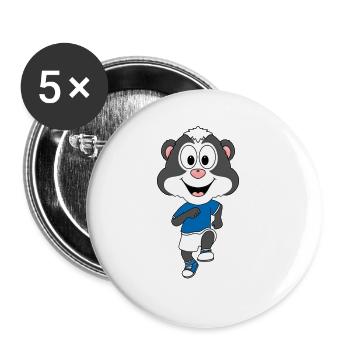 LAUFEN - SPORT - JOGGEN - FITNESS - STINKTIER - Buttons groß 56 mm (5er Pack) - Weiß - Vorne