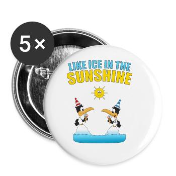 PINGUINE - EIS - LIEBE - TIERISCH - KIND - BABY - Buttons groß 56 mm (5er Pack) - Weiß - Vorne
