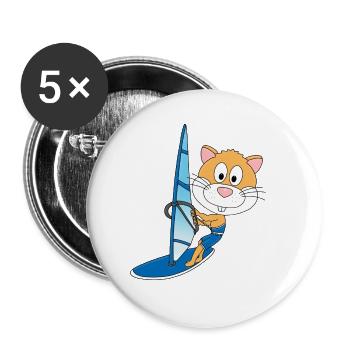 WINDSURFER - WASSERSPORT - HAMSTER - KIND - BABY - Buttons groß 56 mm (5er Pack) - Weiß - Vorne