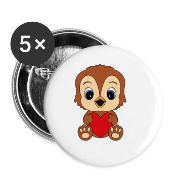 EULE - LIEBE - LOVE - TIER - KIND - BABY - VOGEL - Buttons groß 56 mm (5er Pack) - Weiß - Vorne