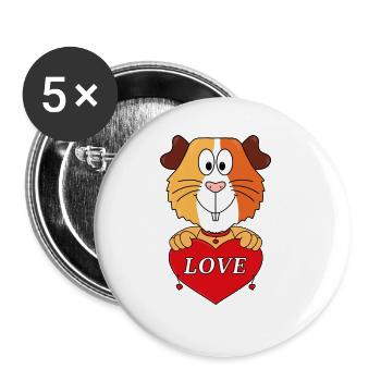 LIEBE - MEERSCHWEINCHEN - TIER - KIND - BABY - Buttons groß 56 mm (5er Pack) - Weiß - Vorne
