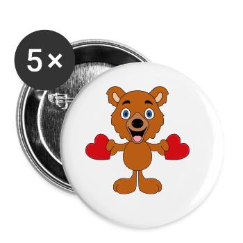 TEDDYBÄR - BÄR - TEDDY - HERZEN - LIEBE - LOVE - Buttons groß 56 mm (5er Pack) - Weiß - Vorne