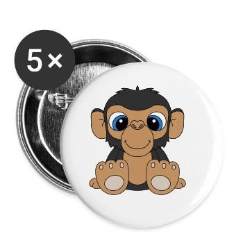 AFFE - SCHIMPANSE - TIER - TIERISCH - KIND - BABY - Buttons groß 56 mm (5er Pack) - Weiß - Vorne