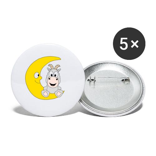 MOND - ZIEGE - TIER - KIND - BABY - TIERISCH - Buttons groß 56 mm (5er Pack)