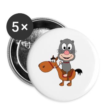 MAULWURF - PFERD - REITEN - TIER - KIND - BABY - Buttons groß 56 mm (5er Pack) - Weiß - Vorne