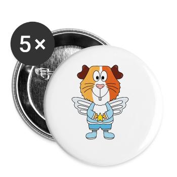 MEERSCHWEINCHEN - ENGEL - HIMMEL - TIER - KIND - Buttons groß 56 mm (5er Pack) - Weiß - Vorne