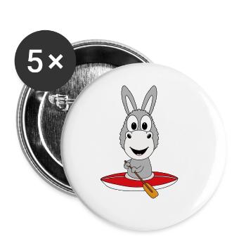 KAJAK - KANU - ESEL - TIER - KIND - BABY - Buttons groß 56 mm (5er Pack) - Weiß - Vorne
