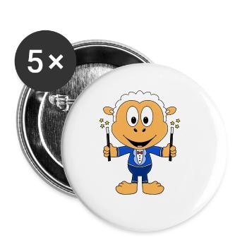 SCHAF - ZAUBERER - ZAUBERN - MAGIE - BABY - Buttons groß 56 mm (5er Pack) - Weiß - Vorne