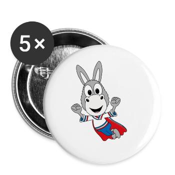 SUPERHELD - HELD - ESEL - KIND - BABY - TIER - Buttons groß 56 mm (5er Pack) - Weiß - Vorne