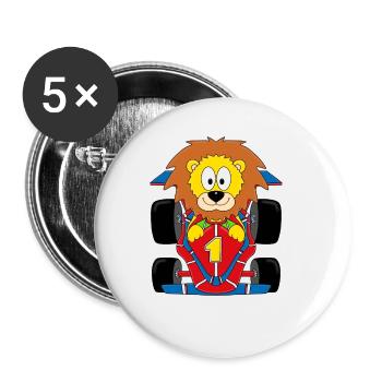 LÖWE - MOTORSPORT - RENNWAGEN - AUTO - TIER - Buttons groß 56 mm (5er Pack) - Weiß - Vorne