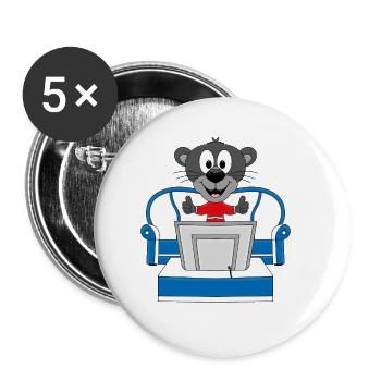 PANTHER - TV - FERNSEHEN - TIER - Buttons groß 56 mm (5er Pack) - Weiß - Vorne