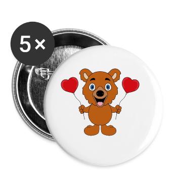 TEDDY - BÄR - TEDDYBÄR - LIEBE - LOVE - Buttons groß 56 mm (5er Pack) - Weiß - Vorne
