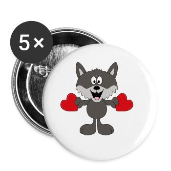 WOLF - LIEBE - LOVE - TIER - KIND - BABY - Buttons groß 56 mm (5er Pack) - Weiß - Vorne