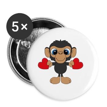 AFFE - LIEBE - LOVE - TIER - KIND - BABY - Buttons groß 56 mm (5er Pack) - Weiß - Vorne