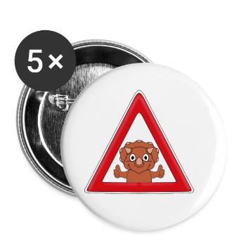 ACHTUNG DINO - DINOSAURIER - KIND - BABY - Buttons groß 56 mm (5er Pack) - Weiß - Vorne