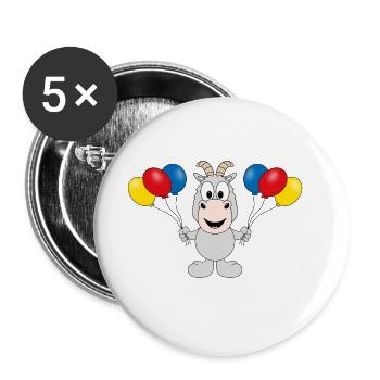 ZIEGE - LUFTBALLONS - TIER - KIND - BABY - Buttons groß 56 mm (5er Pack) - Weiß - Vorne
