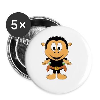 SCHWARZES SCHAF - COWBOY - WESTERN - MÖHREN - Buttons groß 56 mm (5er Pack) - Weiß - Vorne