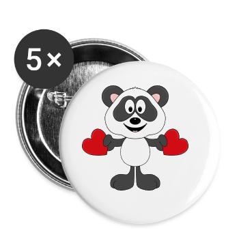 PANDA - BÄR - TEDDY - LIEBE - LOVE - TIER - Buttons groß 56 mm (5er Pack) - Weiß - Vorne