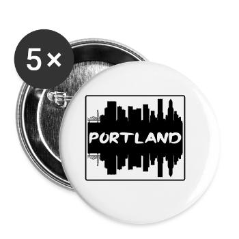 Portland Oregon USA Skyline Silhouette Reisen Souv - Buttons groß 56 mm (5er Pack) - Weiß - Vorne