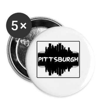 Pittsburgh Pennsylvania Usa Skyline Silhouette Tra - Buttons groß 56 mm (5er Pack) - Weiß - Vorne